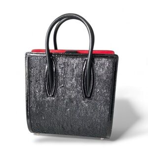 Christian Louboutin Black Sequin Paloma S Mini Leather Shimmery Top Handle Bag